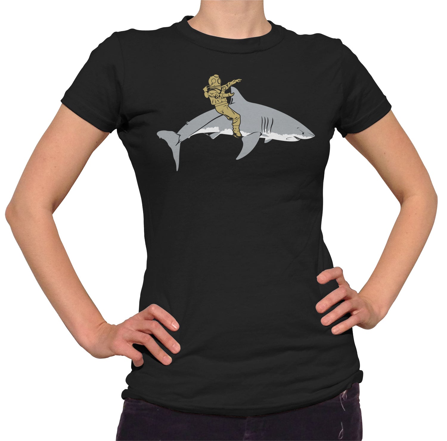 Women's Diver Riding a Shark T-Shirt - By Ex-Boyfriend
