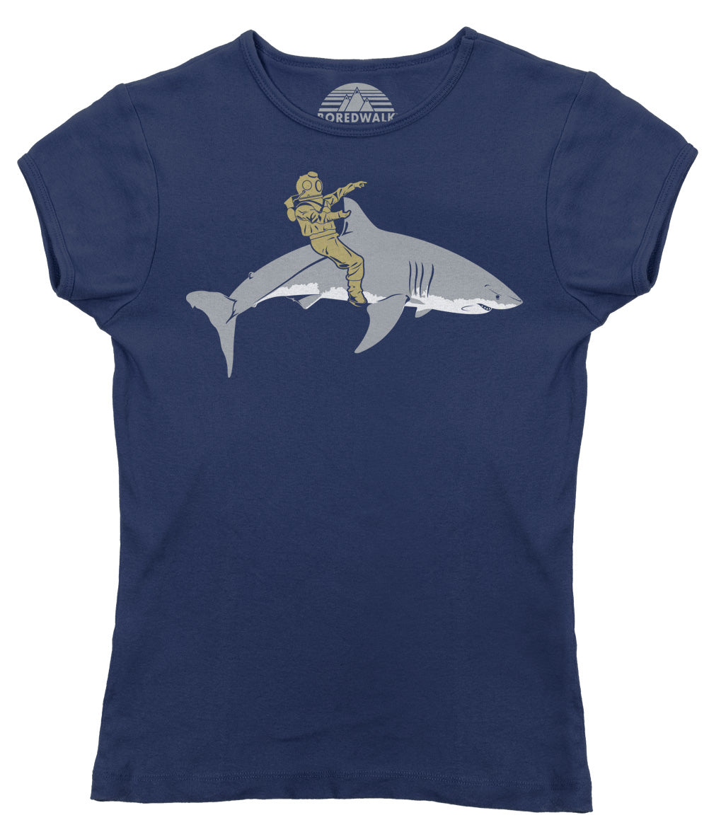 Women's Diver Riding a Shark T-Shirt - By Ex-Boyfriend