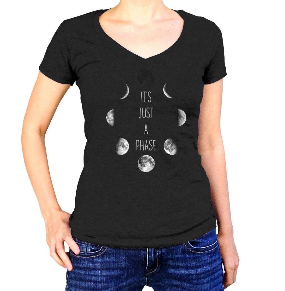 Women's It's Just a Phase Moon Vneck T-Shirt