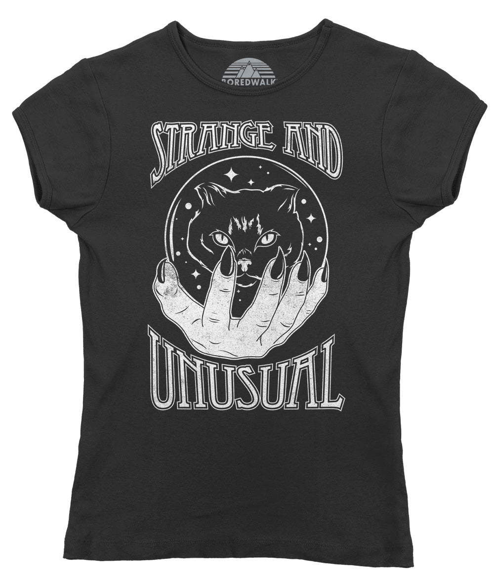 Women's Strange and Unusual T-Shirt - Occult shirt - Pastel Goth Shirt - Black Cat Shirt