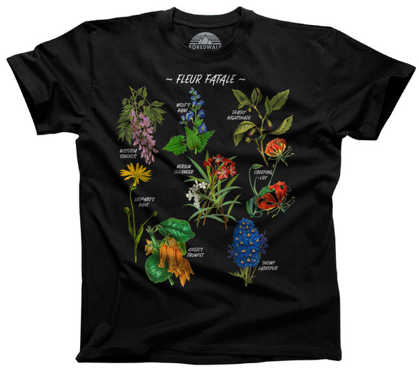 フィグロンドン　fig London botanical book shirt Men's Fleur Fatale Toxic Botanical Chart T-Shirt - Boredwalk