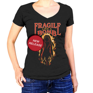 Women's Fragile Like a Bomb Vneck T-Shirt