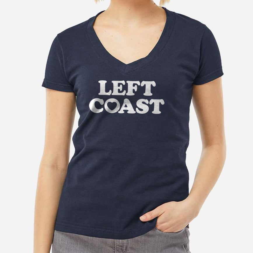 Women's Left Coast Vneck T-Shirt - California Oregon Washingon West Coast