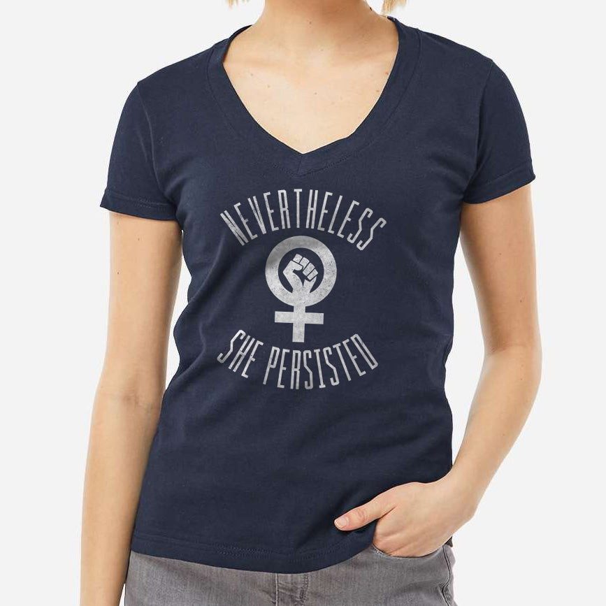 Women's Nevertheless She Persisted Vneck T-Shirt - Elizabeth Warren