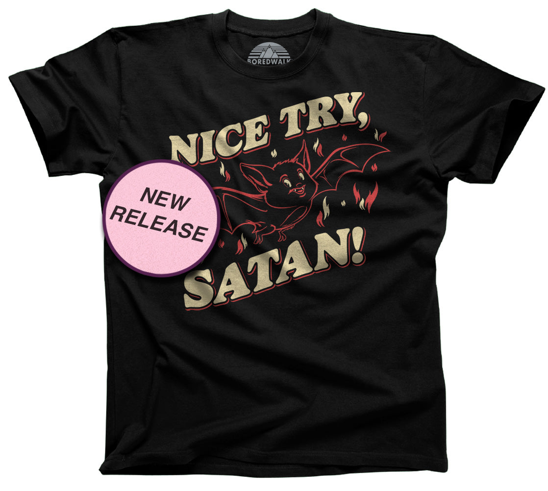 a maiden devil Tシャツ Men's Nice Try Satan T-Shirt - Boredwalk