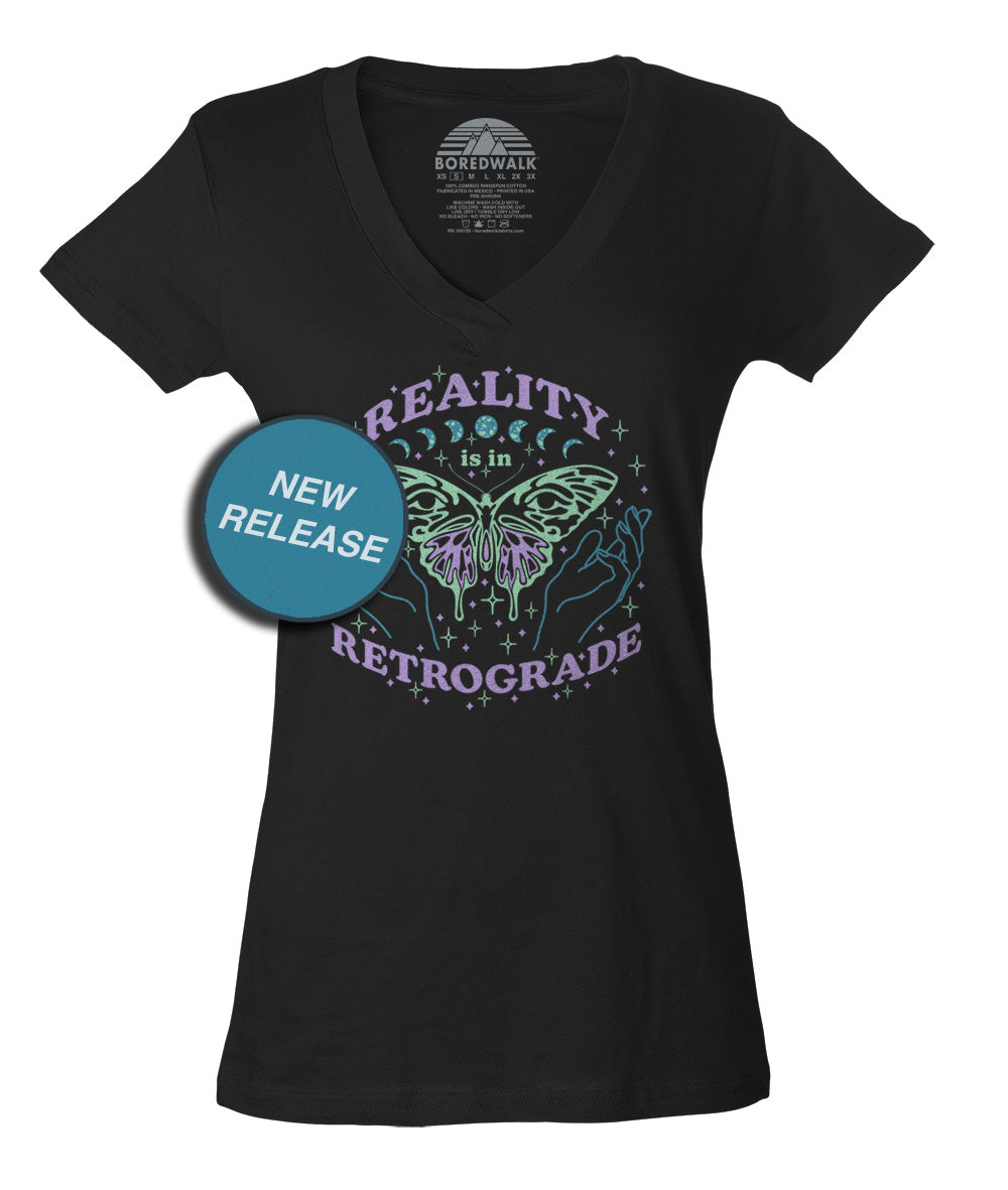 Women's Reality is in Retrograde Vneck T-Shirt