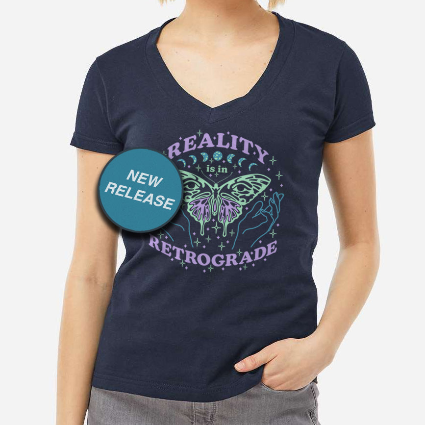 Women's Reality is in Retrograde Vneck T-Shirt