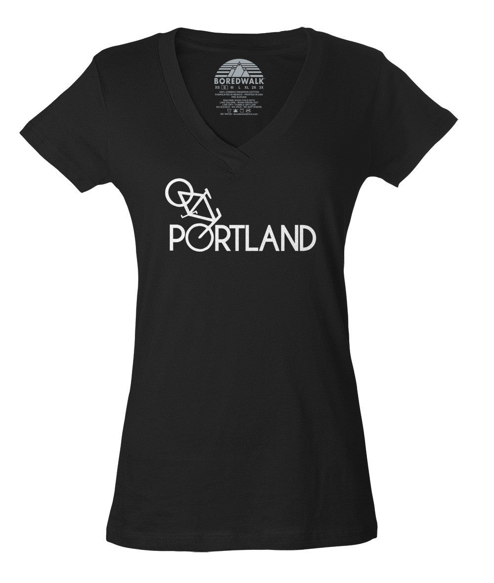 Women's Portland Bike Vneck T-Shirt