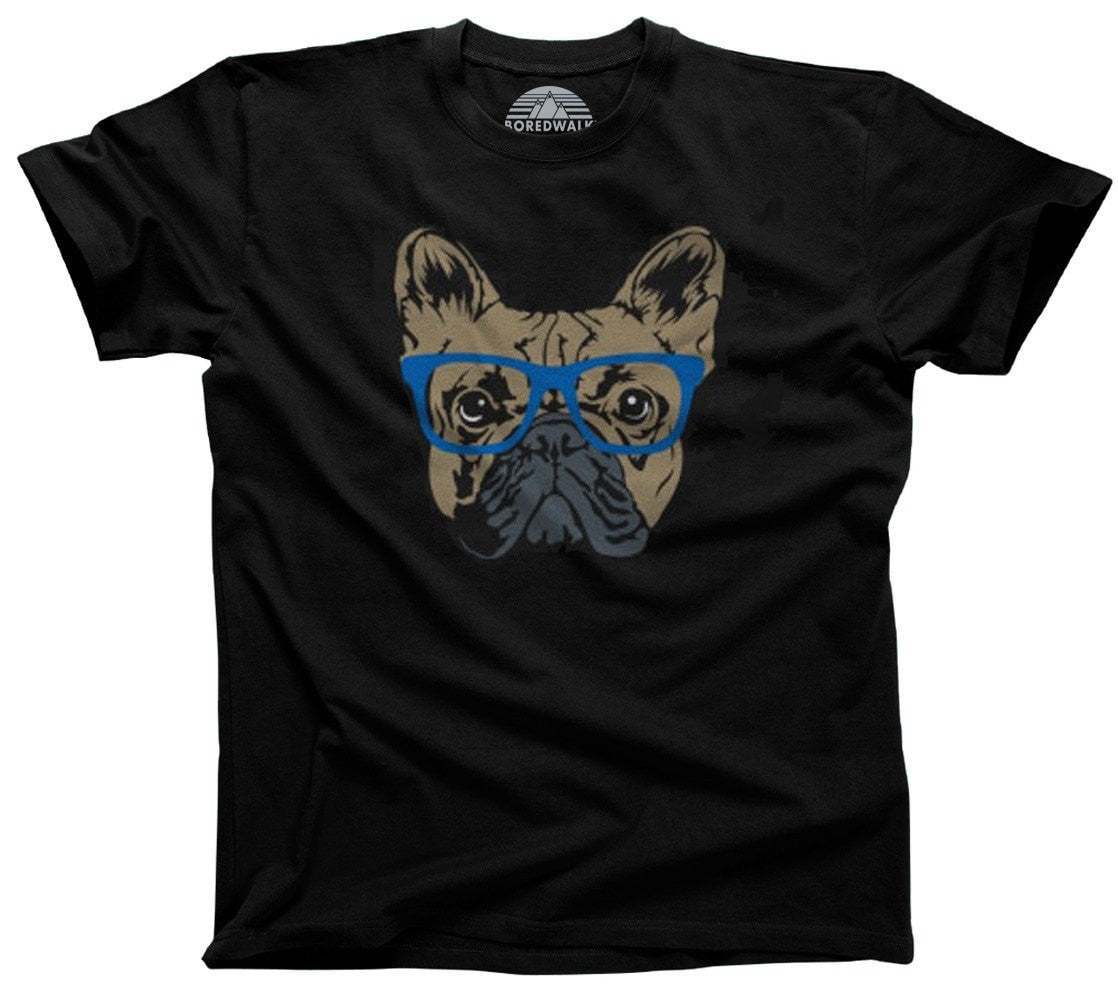 Men's Glasses On A French Bulldog T-Shirt Hipster Frenchie T-Shirt