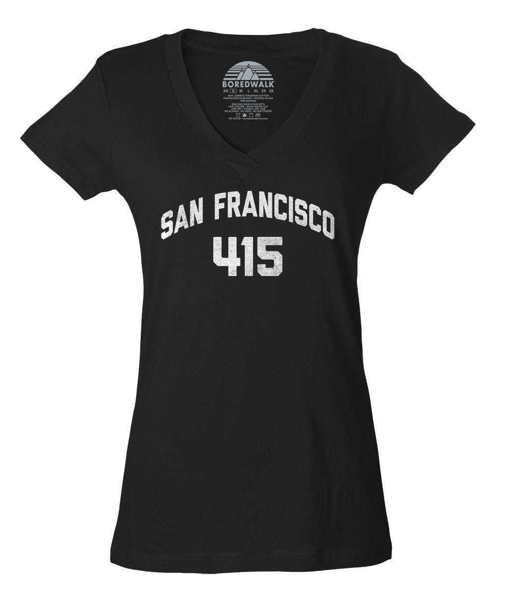 Women's San Francisco 415 Area Code Vneck T-Shirt
