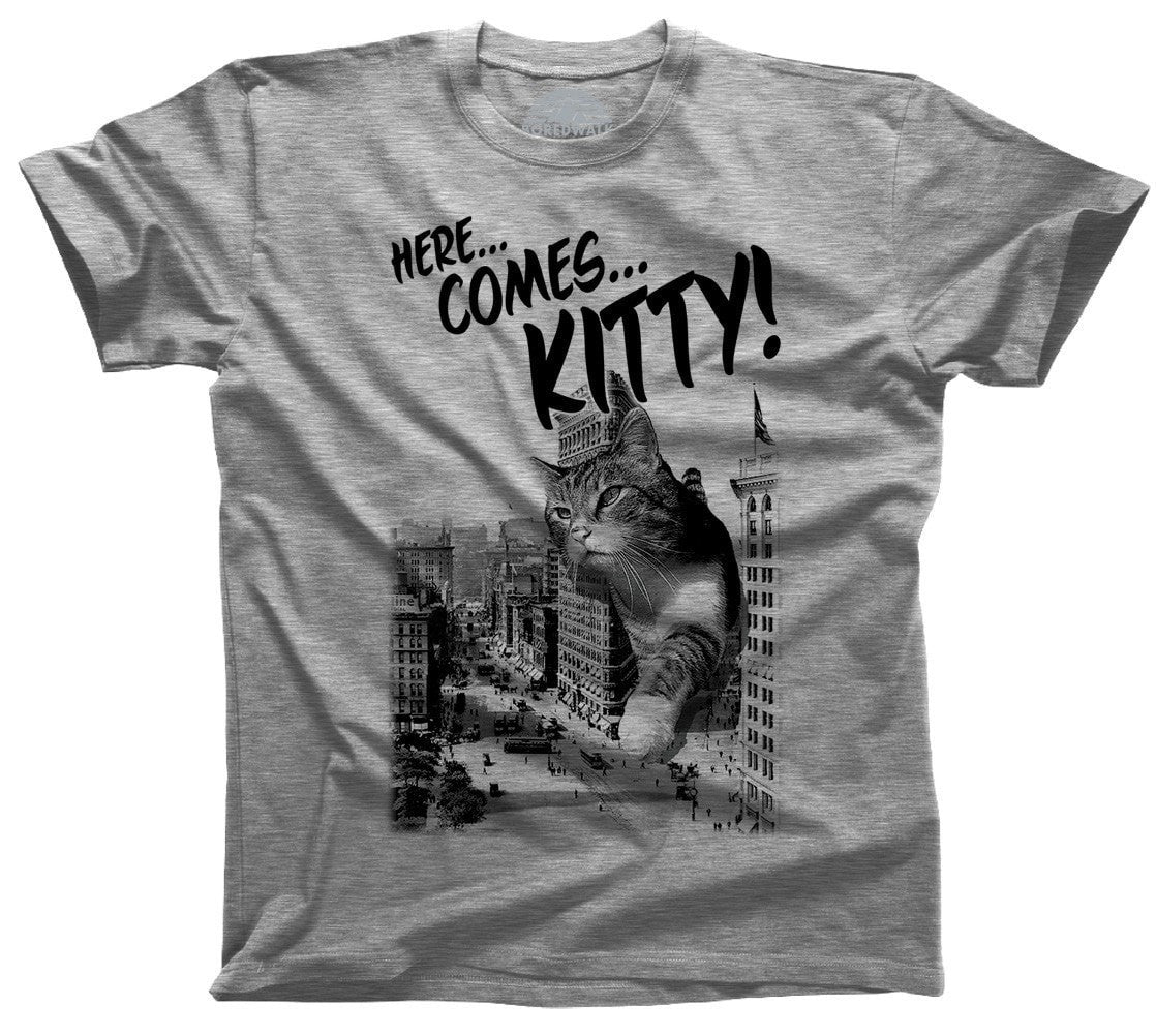 Men's Here Comes Kitty T-Shirt Funny Giant Cat TShirt