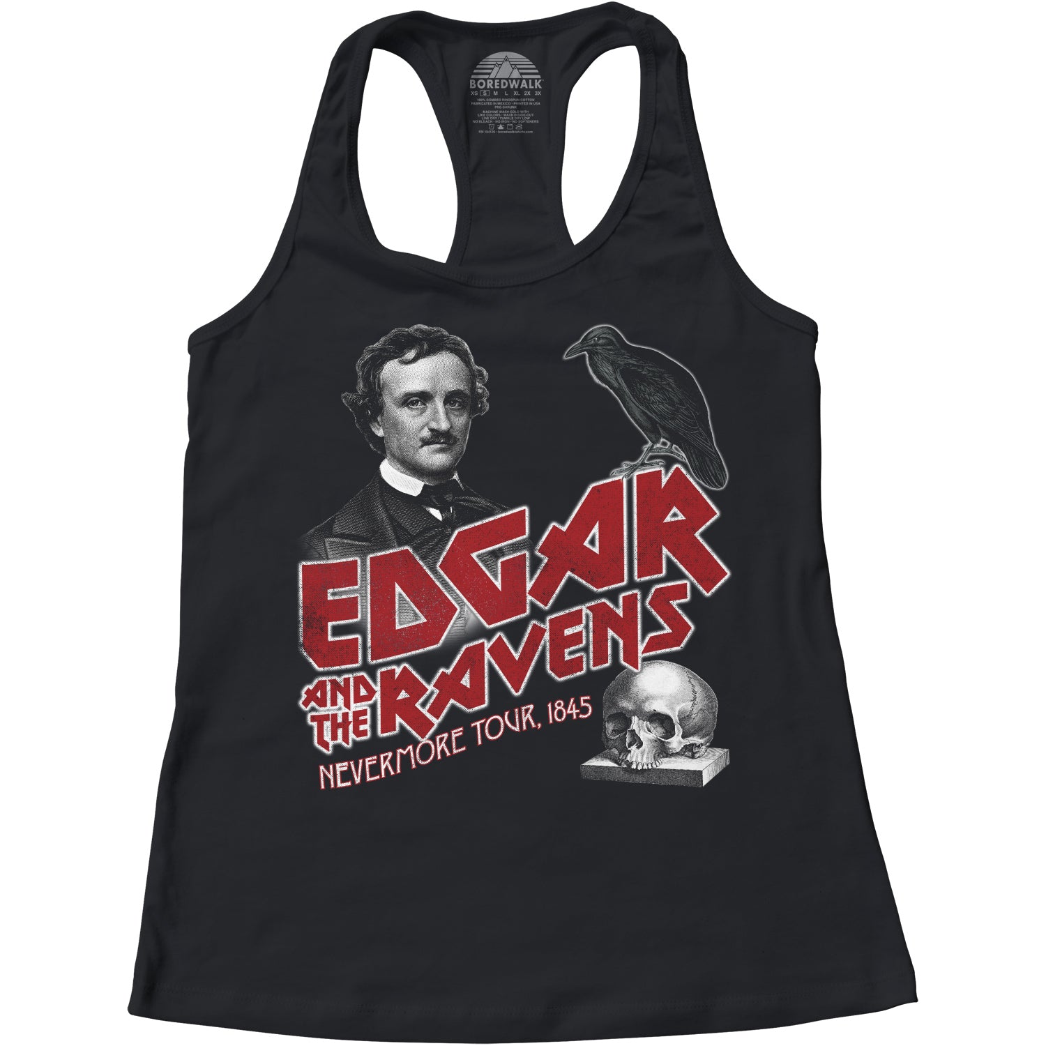 Women's Edgar and the Ravens Nevermore Tour Edgar Allan Poe Racerback Tank Top