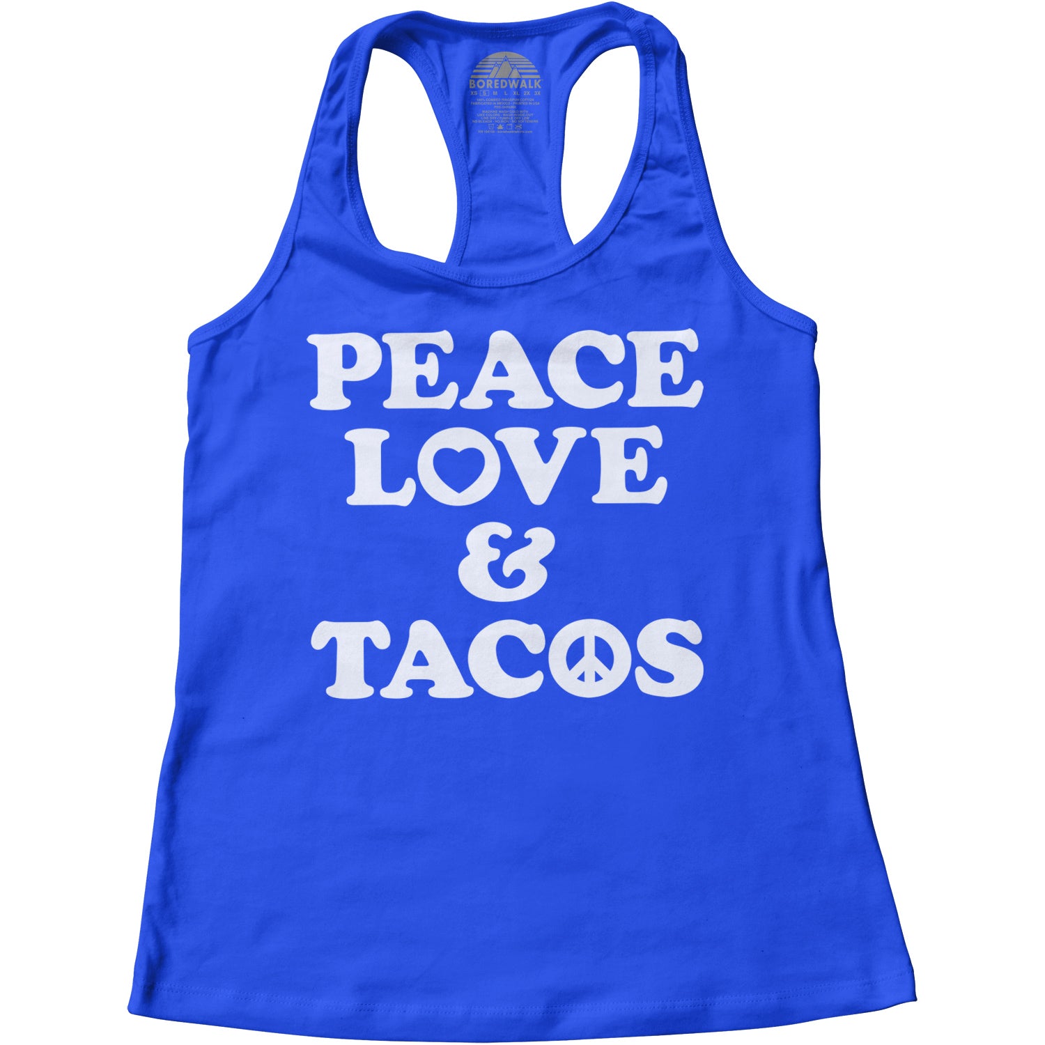 Women's Peace Love and Tacos Racerback Tank Top