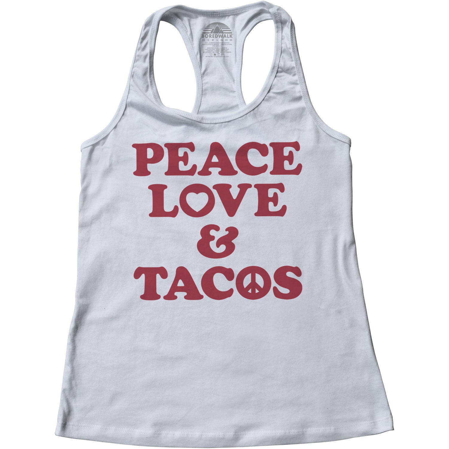 Women's Peace Love and Tacos Racerback Tank Top
