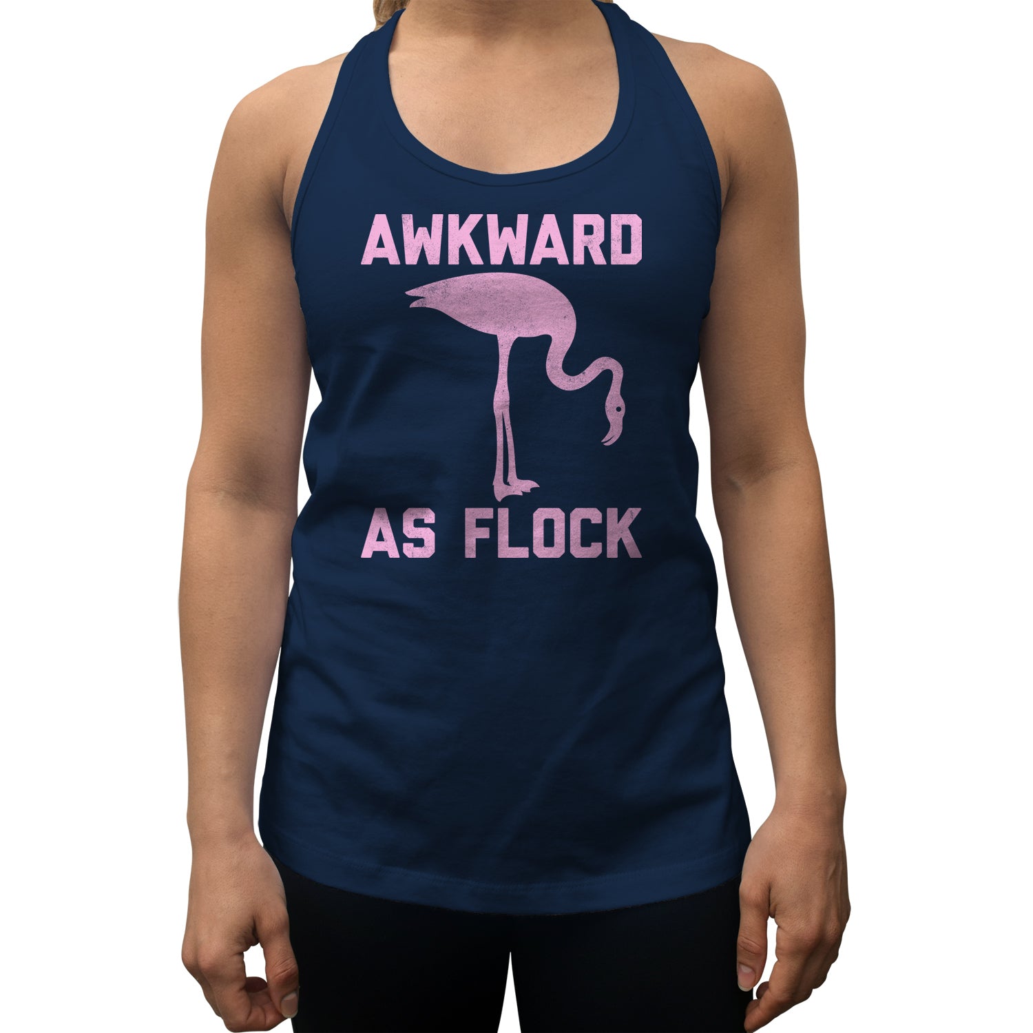 Women's Awkward as Flock Flamingo Racerback Tank Top