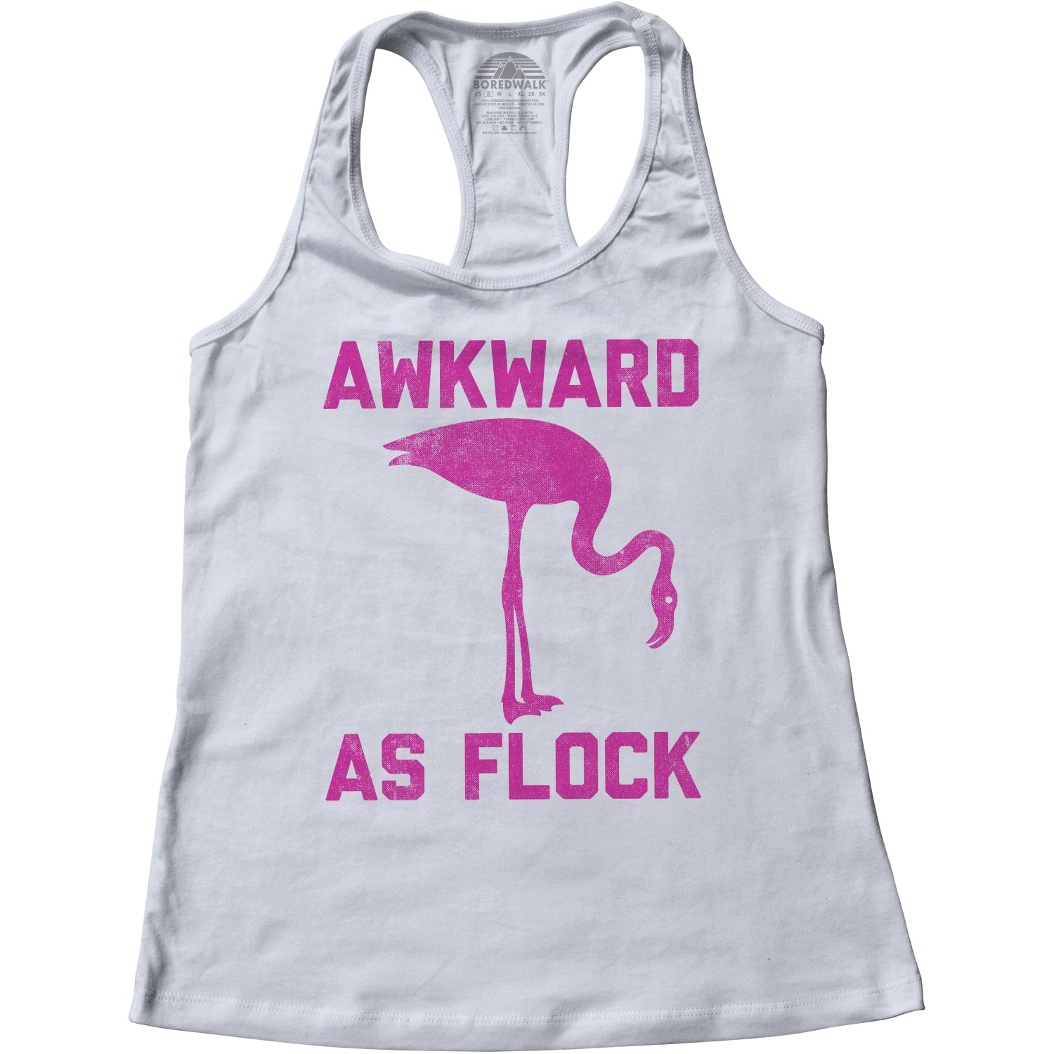 Women's Awkward as Flock Flamingo Racerback Tank Top