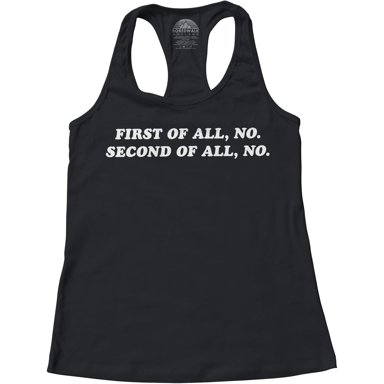 Women's First of All No Second of All No Racerback Tank Top