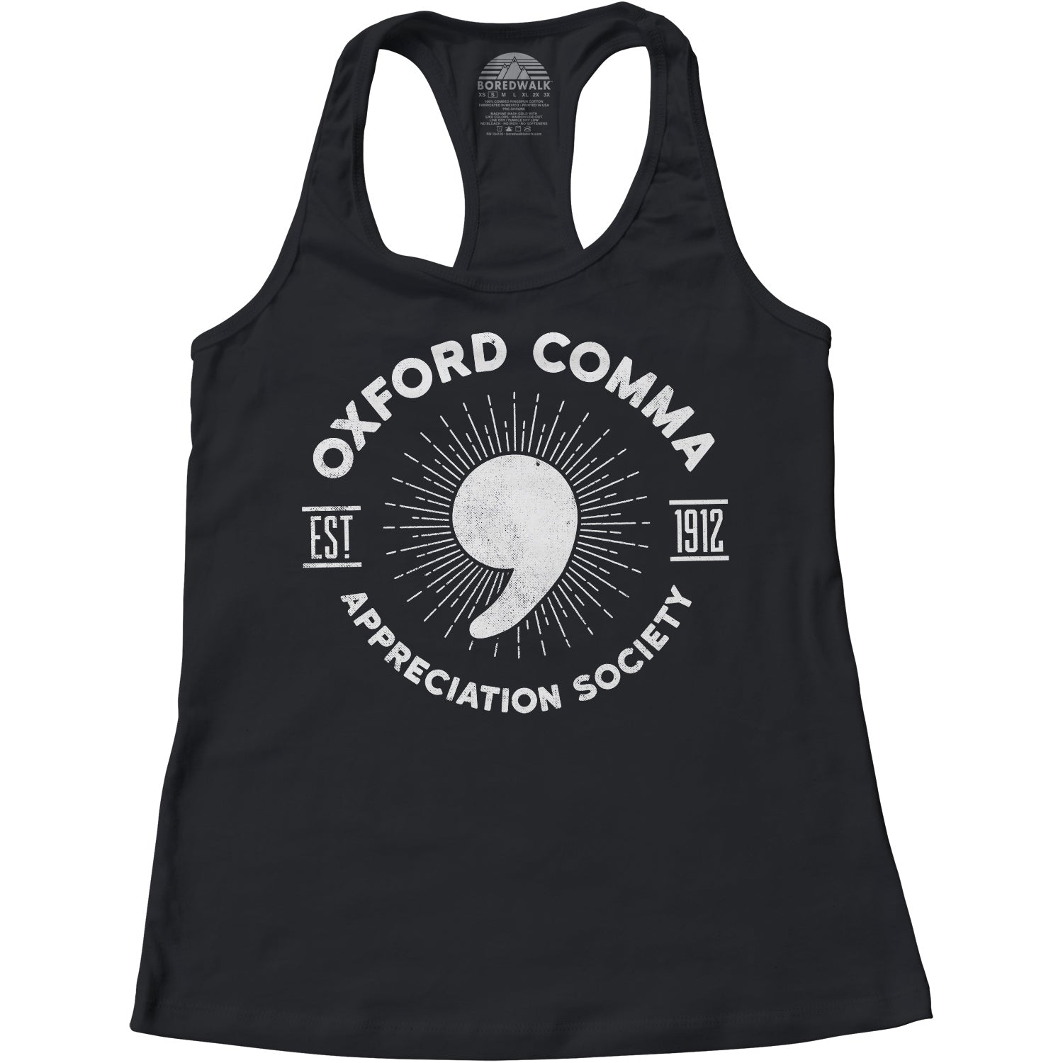 Women's Oxford Comma Appreciation Society Racerback Tank Top