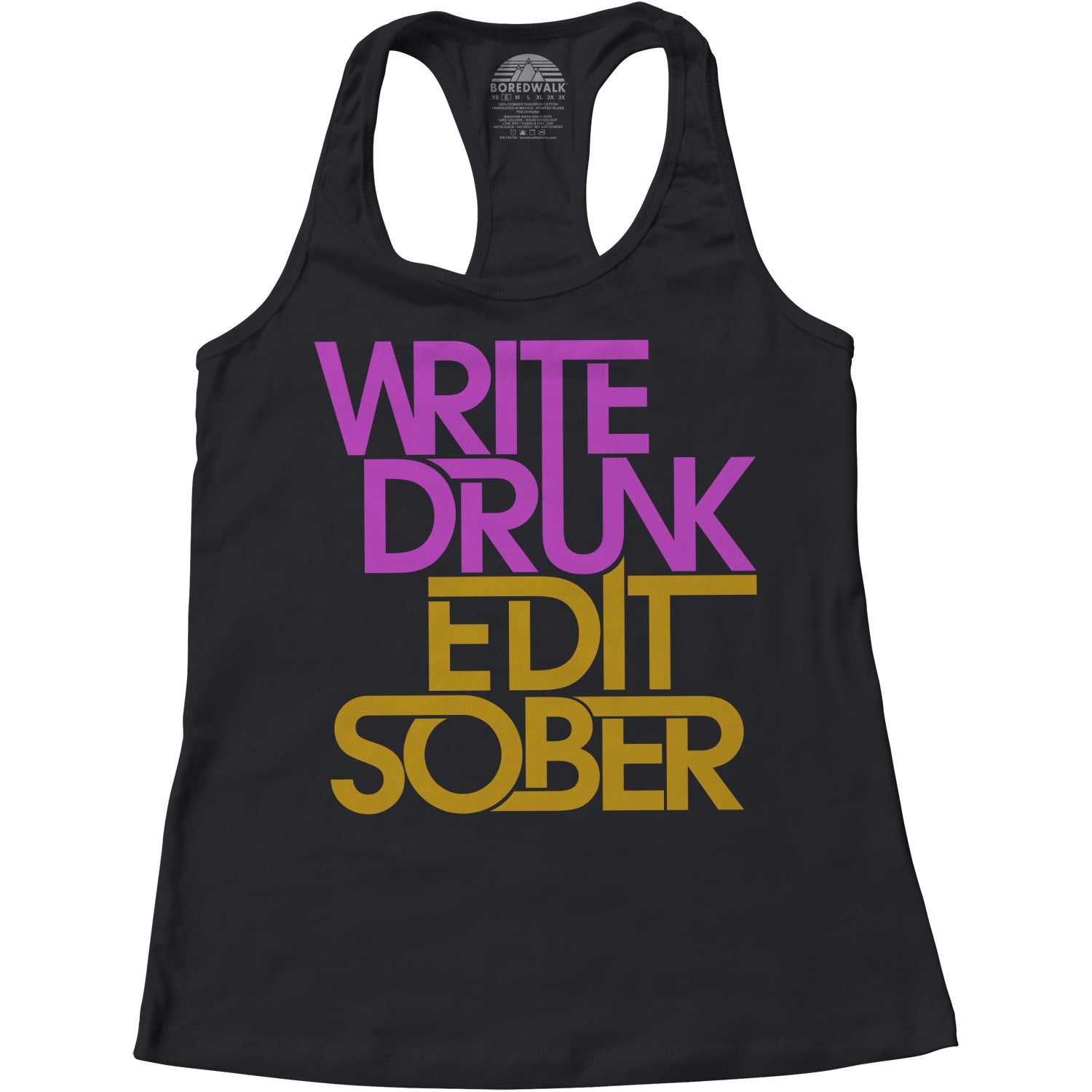 Women's Write Drunk Edit Sober Racerback Tank Top