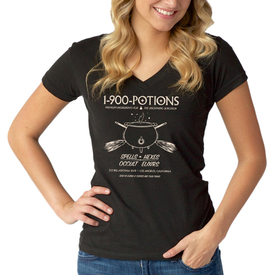 Women's 1 900 Potions Witch Vneck T-Shirt - Boredwalk