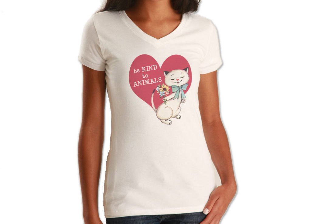 Women's Be Kind To Animals Vneck T-Shirt