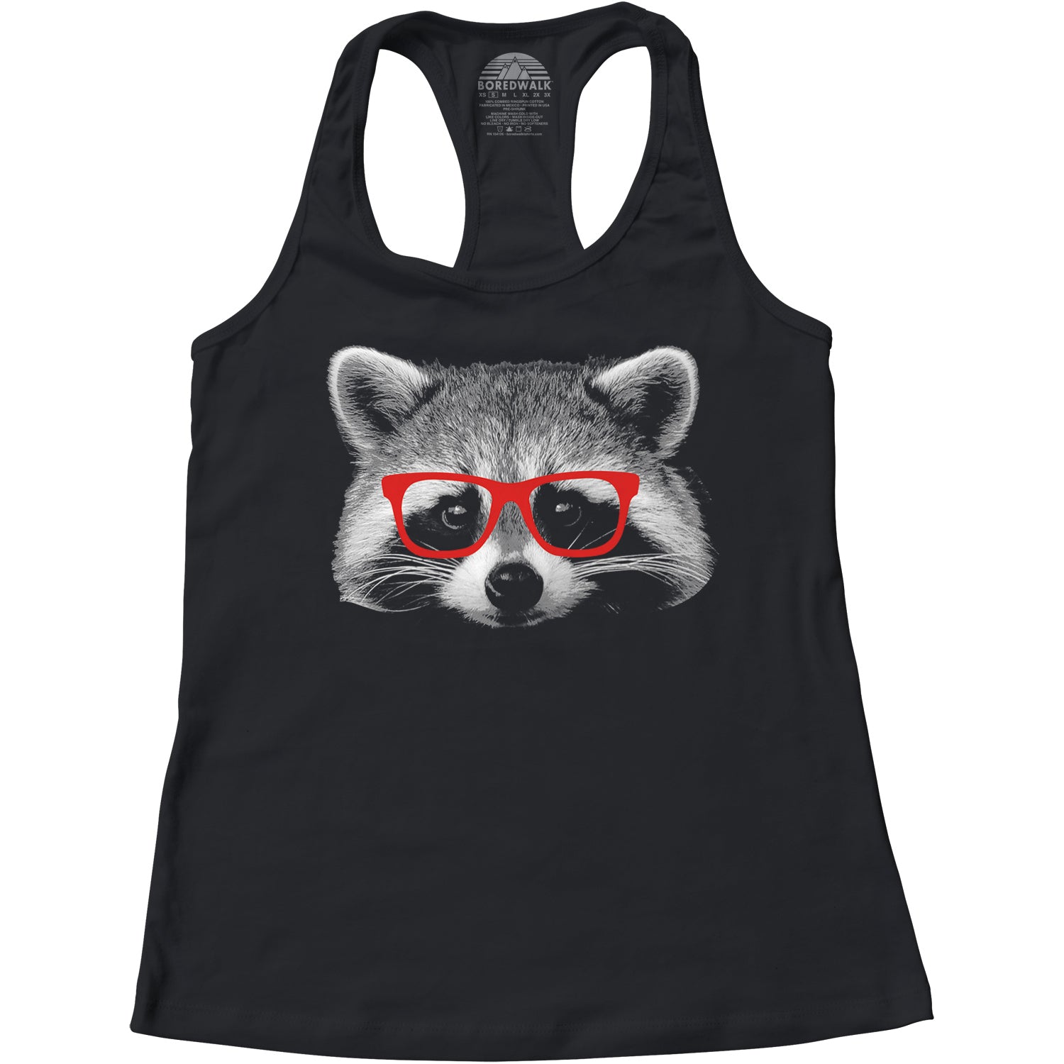 Women's Raccoon With Glasses Racerback Tank Top