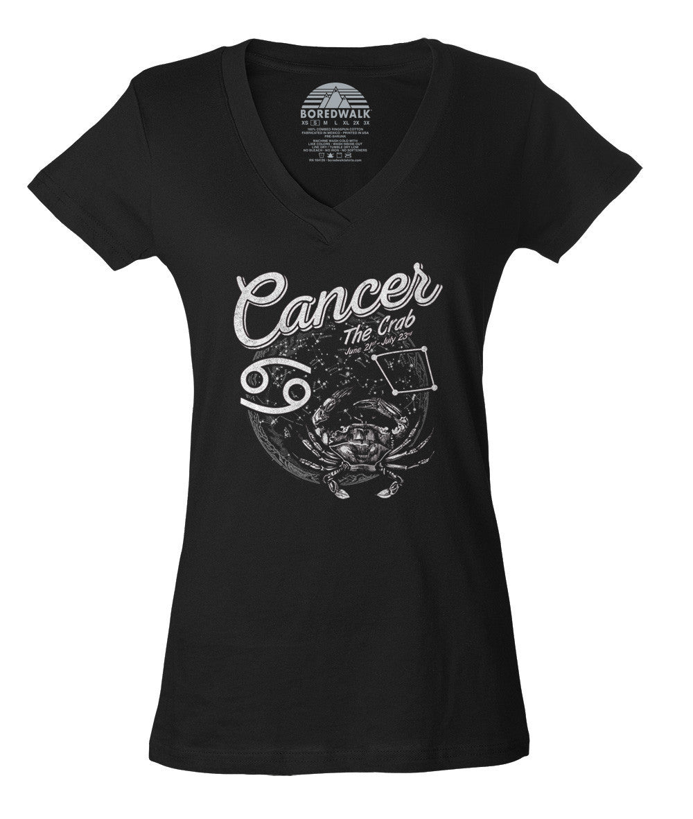 Women's Vintage Cancer Vneck T-Shirt