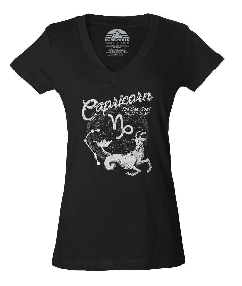 Women's Vintage Capricorn Vneck T-Shirt