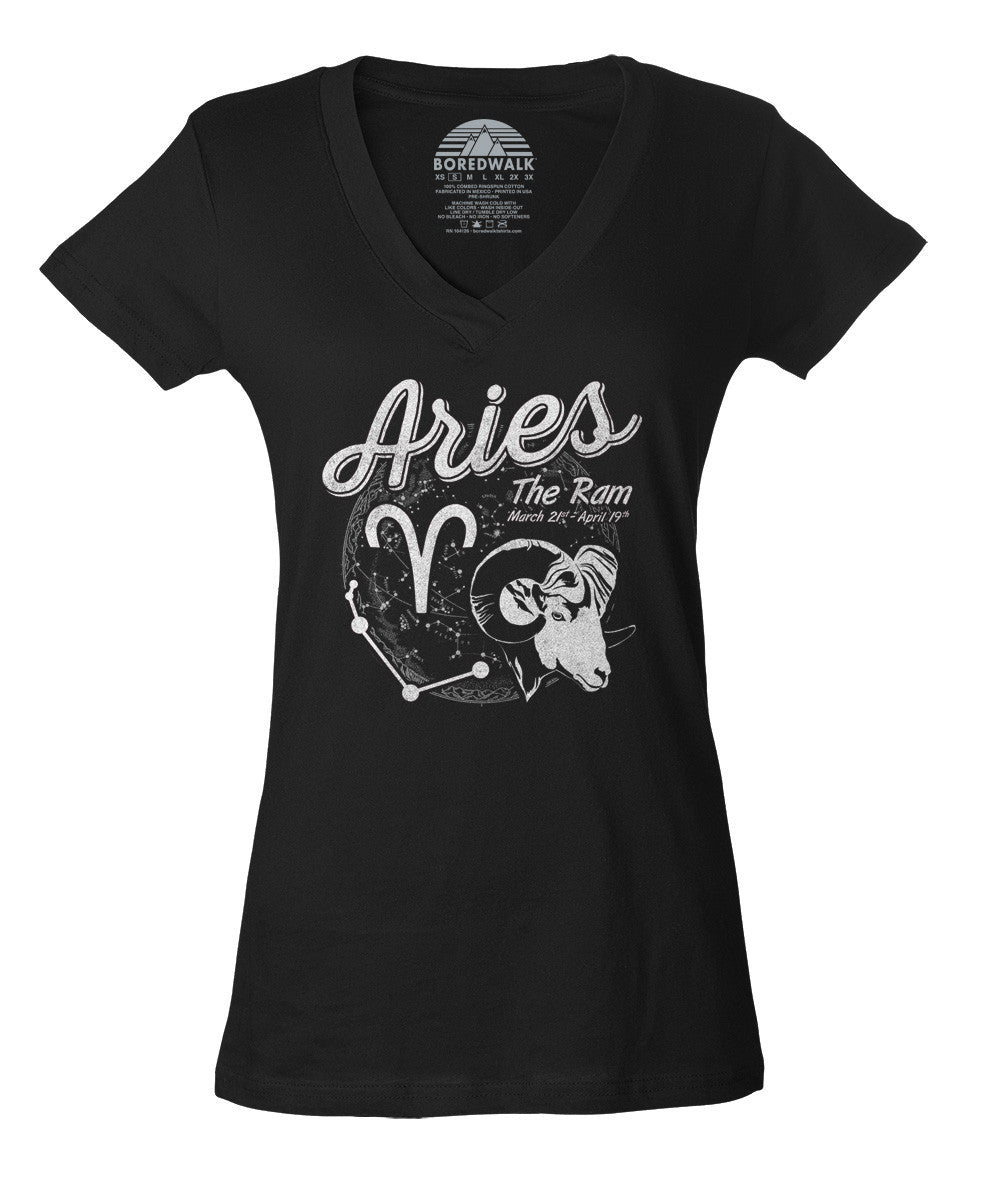 Women's Vintage Aries Vneck T-Shirt