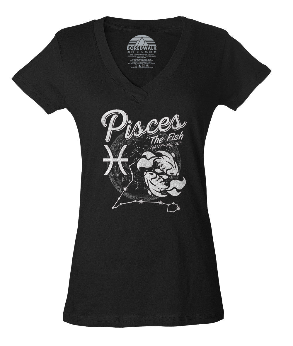 Women's Vintage Pisces Vneck T-Shirt