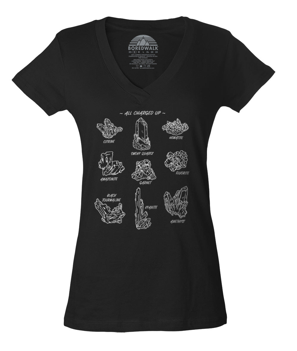 Women's All Charged Up Crystal Chart Vneck T-Shirt
