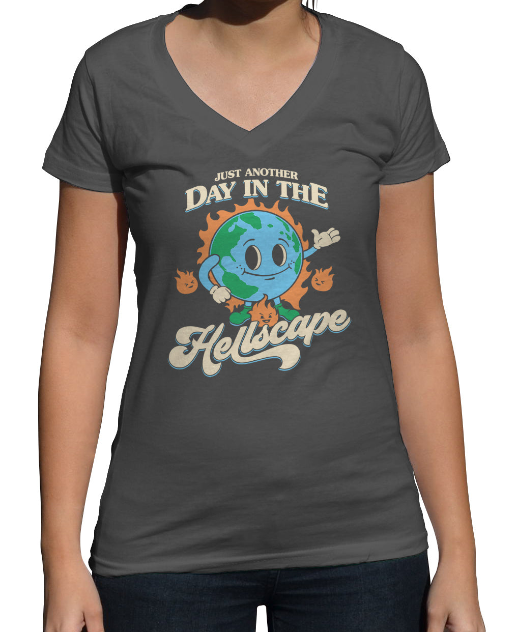 Women's Just Another Day in the Hellscape Vneck T-Shirt