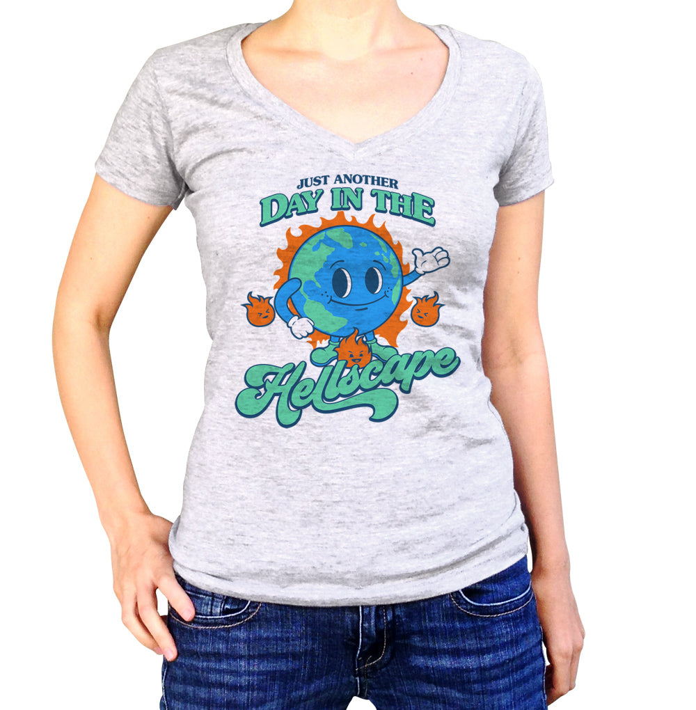 Women's Just Another Day in the Hellscape Vneck T-Shirt