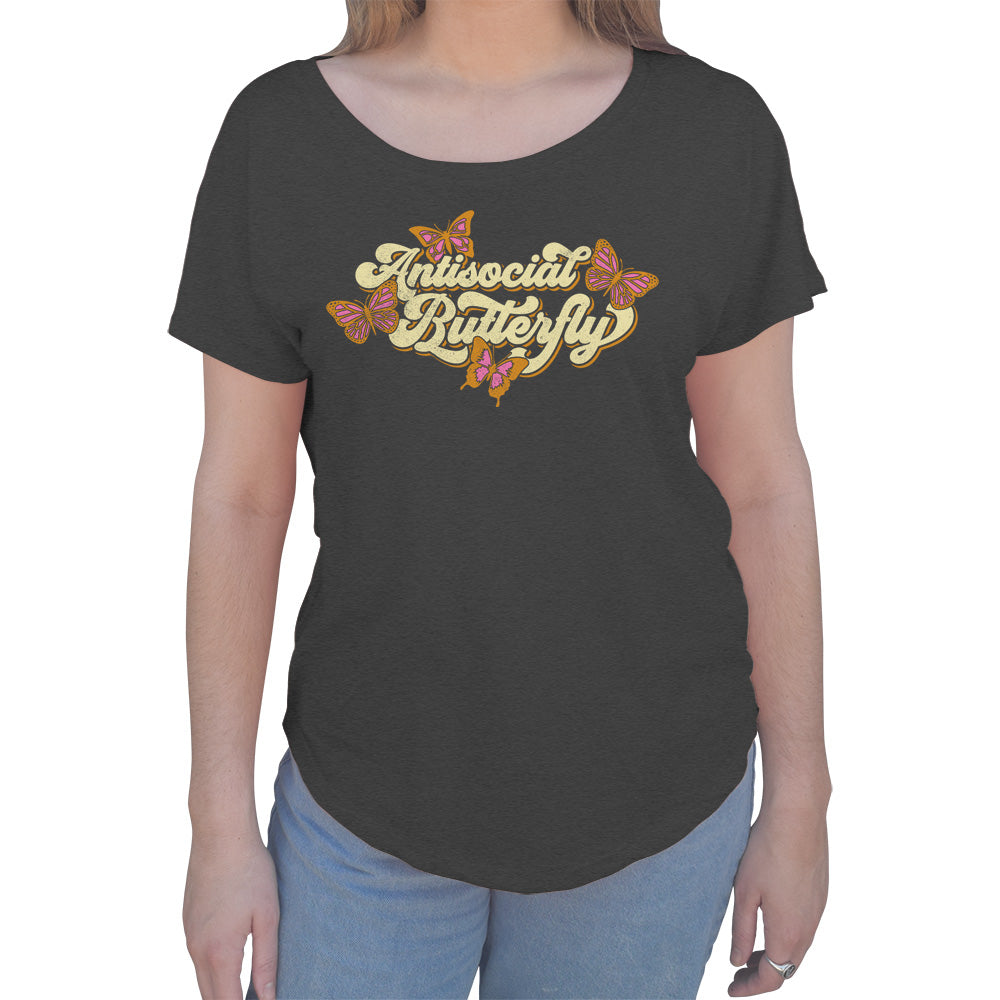 Women's Antisocial Butterfly Scoop Neck T-Shirt