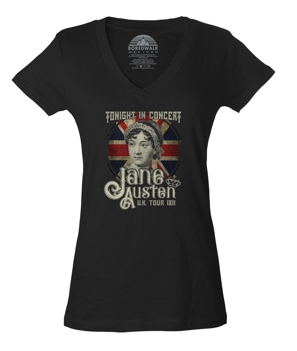 Women's Jane Austen Rock and Roll UK Tour Vneck T-Shirt