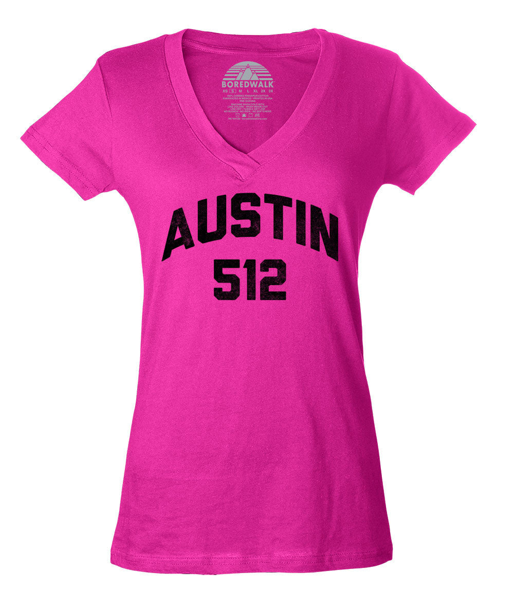 Women's Austin 512 Area Code Vneck T-Shirt