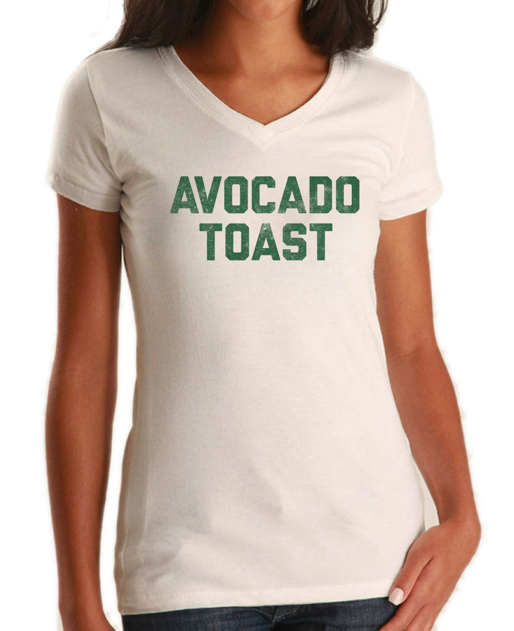 Women's Avocado Toast Vneck T-Shirt Funny Hipster Foodie