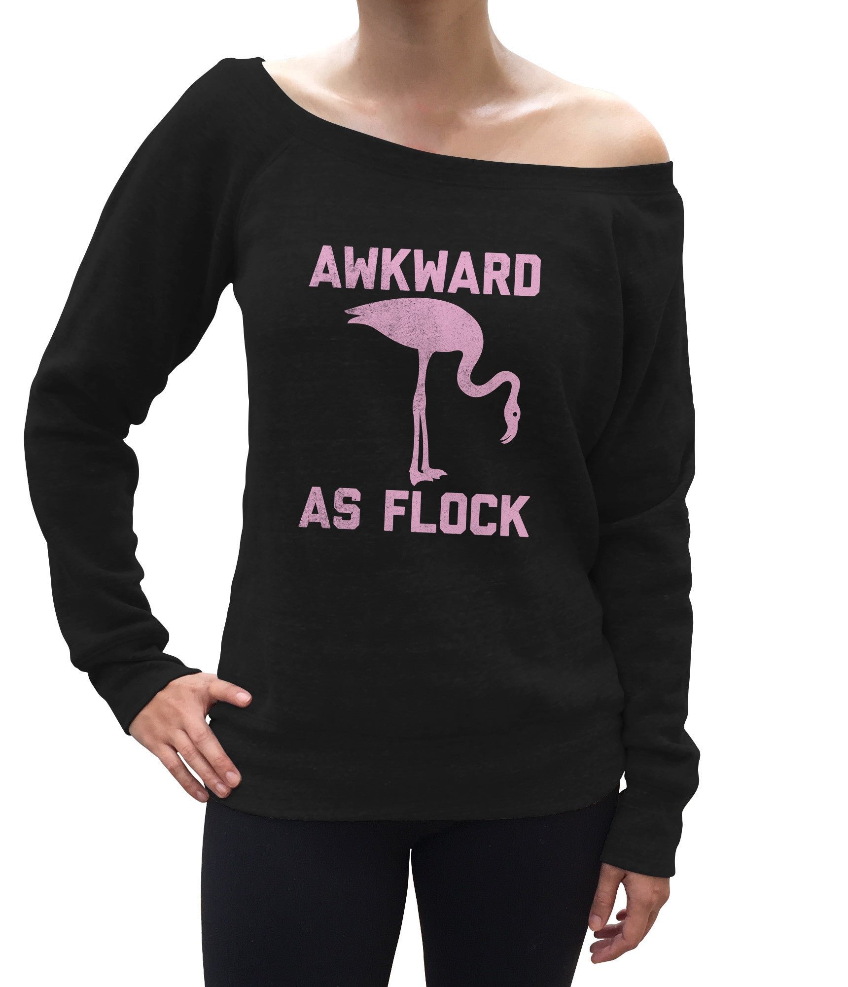 Women's Awkward as Flock Flamingo Scoop Neck Fleece