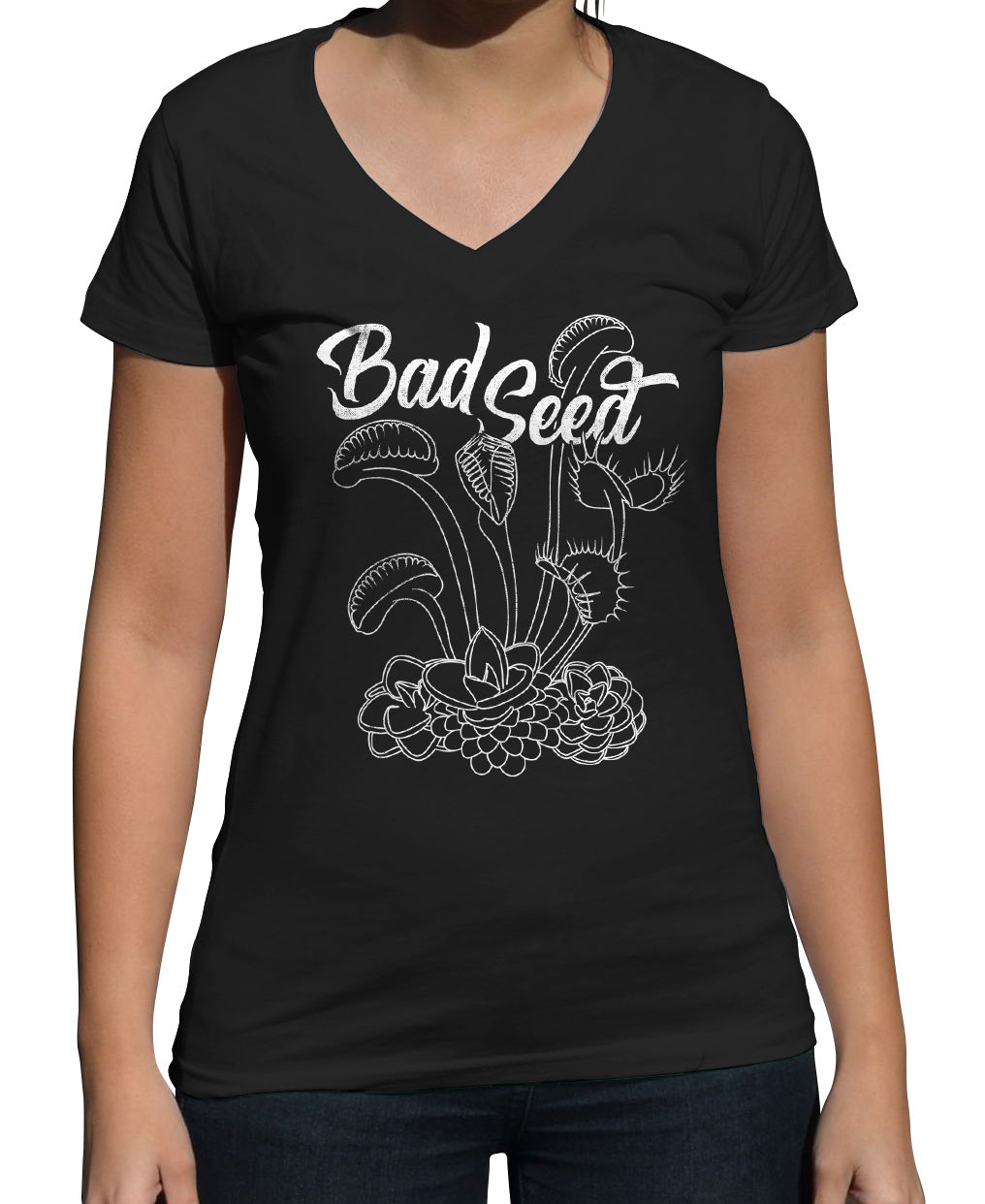 Women's Bad Seed Venus Fly Trap Vneck T-Shirt
