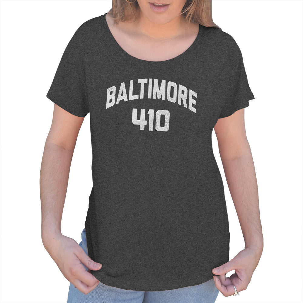Women's Baltimore 410 Area Code Scoop Neck T-Shirt