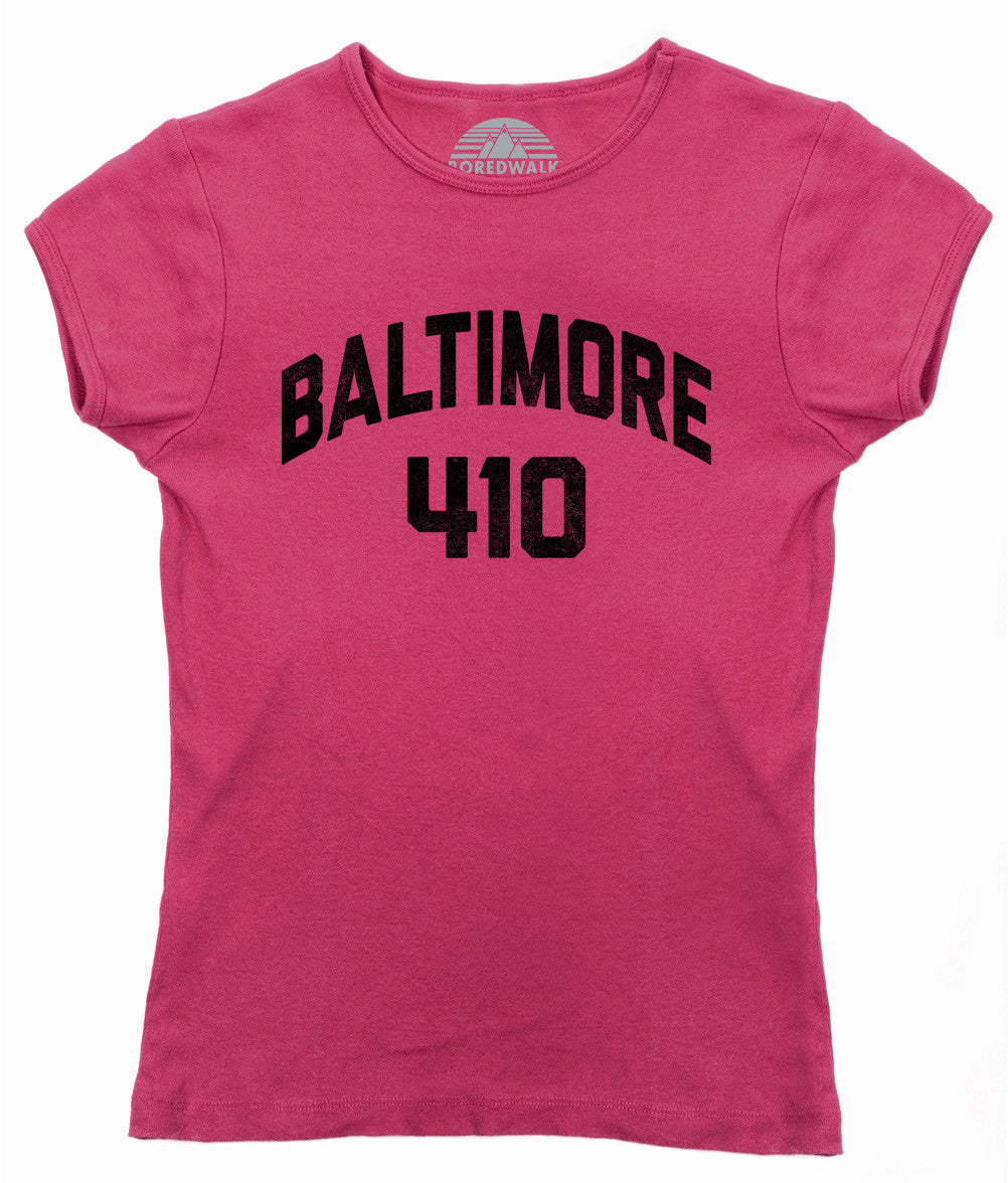 Women's Baltimore 410 Area Code T-Shirt
