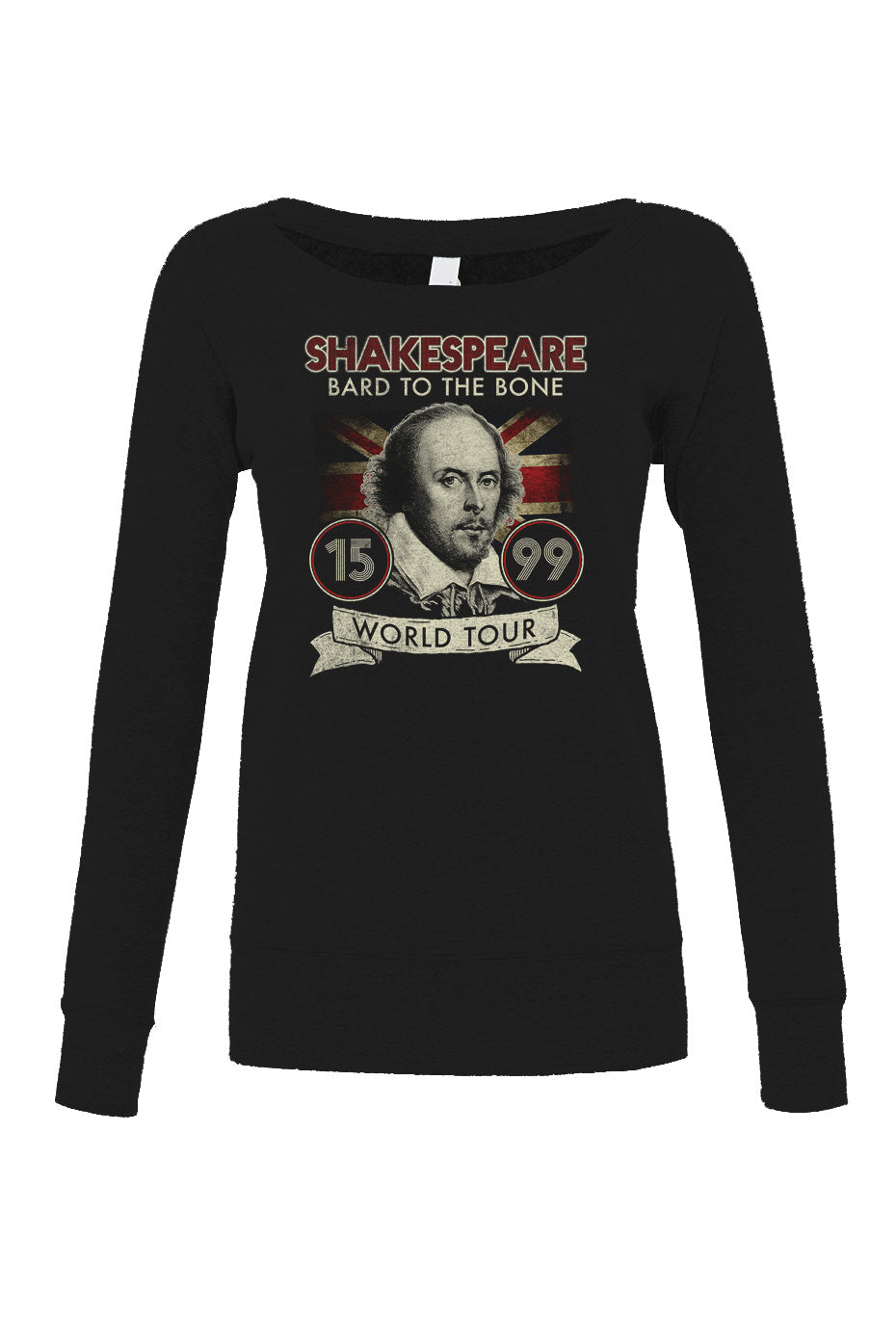 Women's William Shakespeare Bard to the Bone Tour Scoop Neck Fleece - Book Lover Shirt - Book Nerd Shirt - Book Worm Shirt