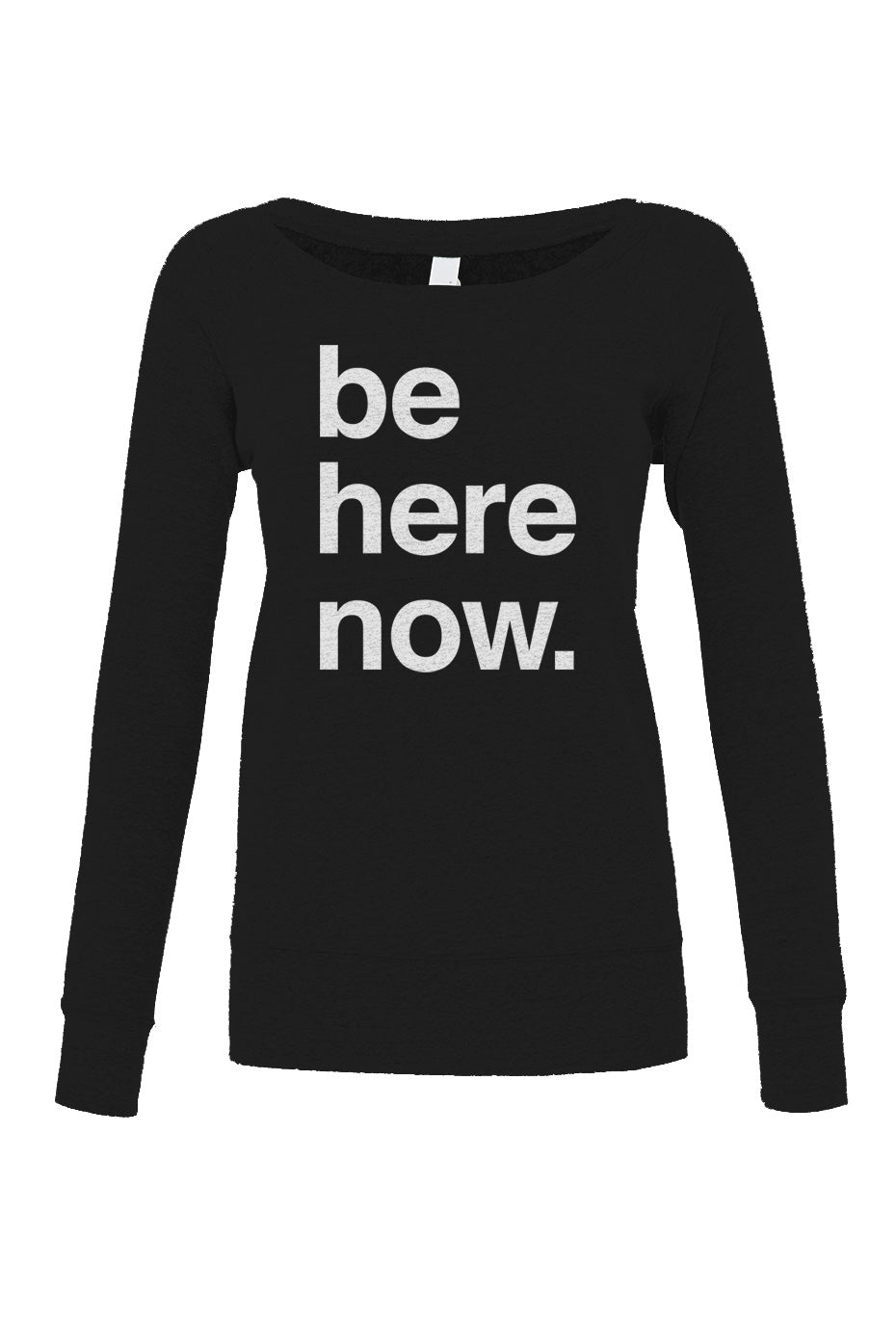 Women's Be Here Now Scoop Neck Fleece - New Age Mindfulness Meditation Shirt
