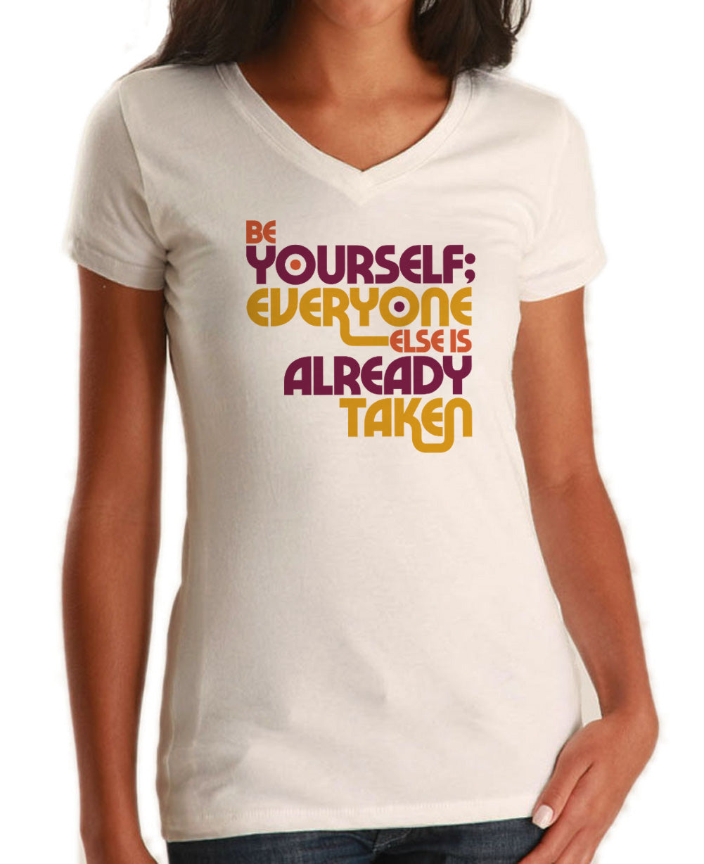 Women's Be Yourself Vneck T-Shirt - Oscar Wilde