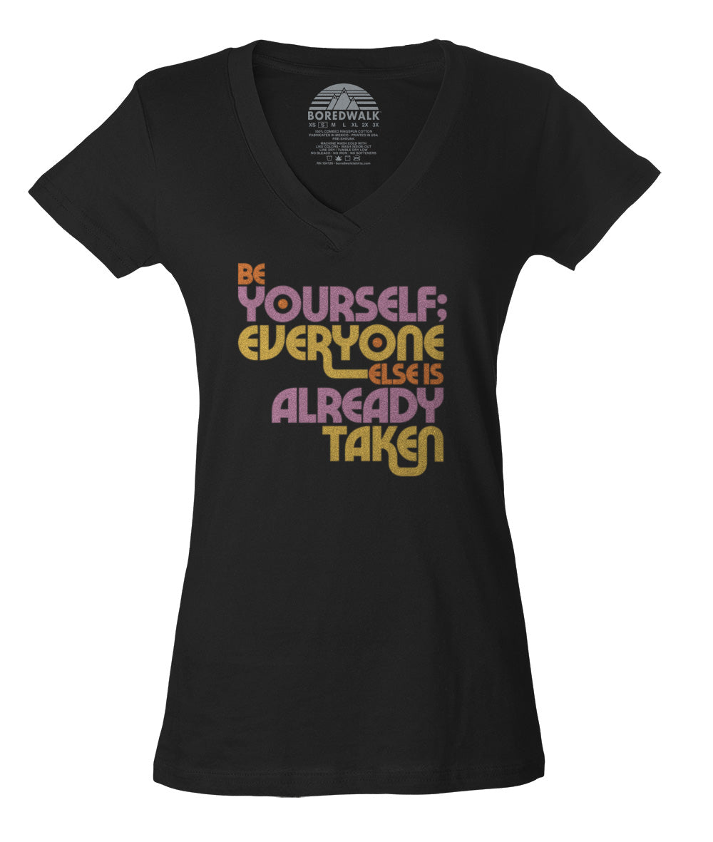 Women's Be Yourself Vneck T-Shirt - Oscar Wilde