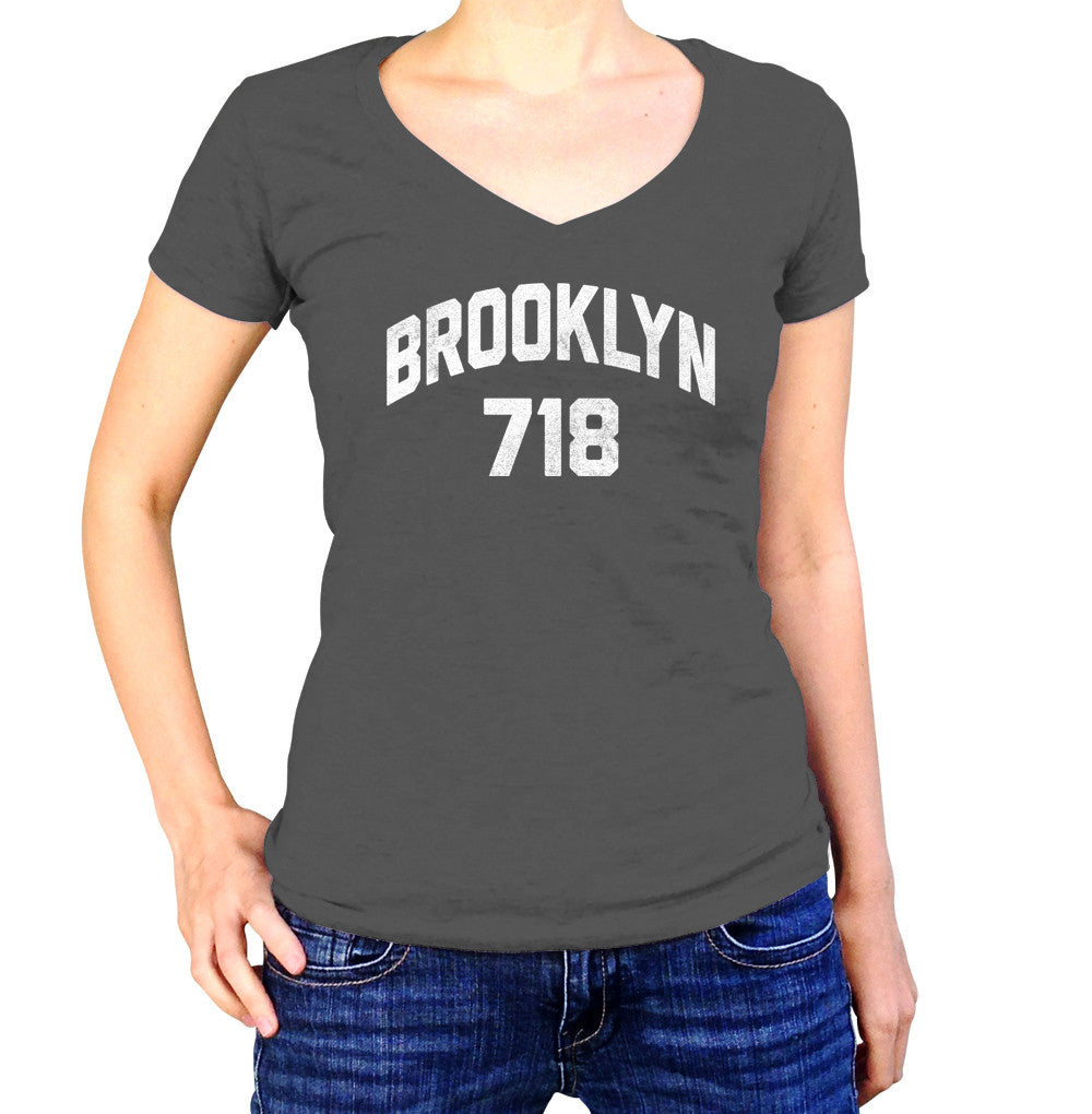 Women's Brooklyn 718 Area Code Vneck T-Shirt