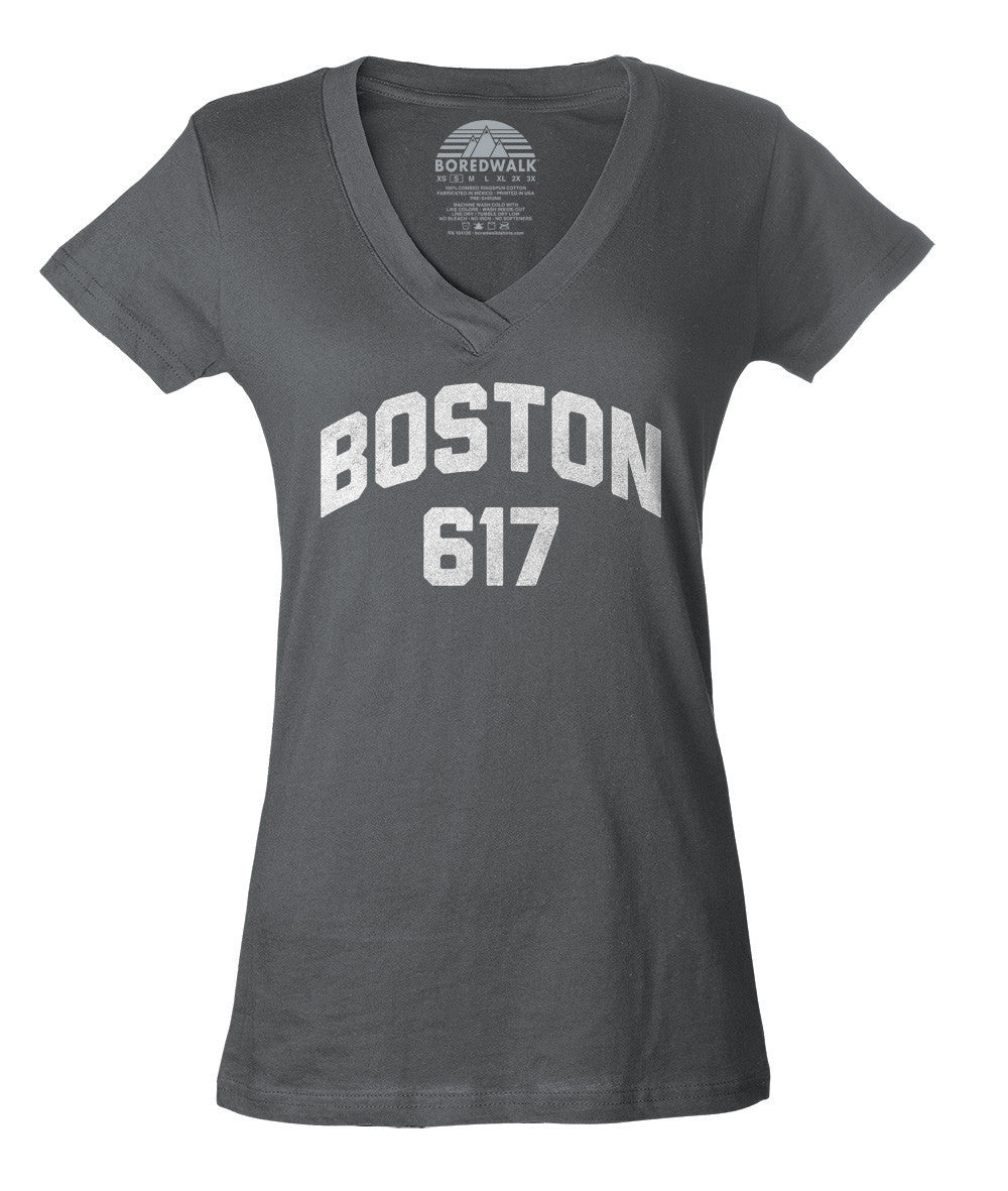 Women's Boston 617 Area Code Vneck T-Shirt