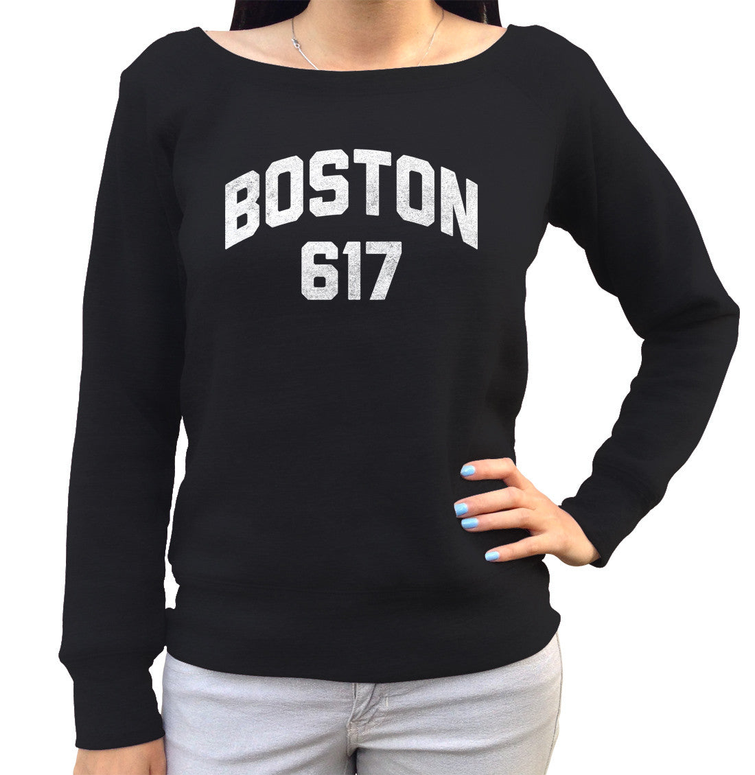 Women's Boston 617 Area Code Scoop Neck Fleece