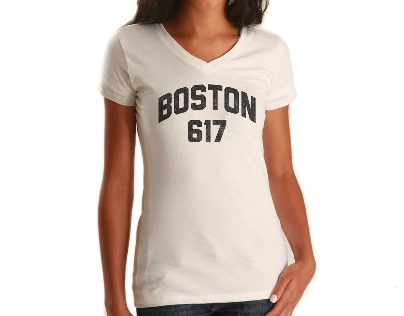 Women's Boston 617 Area Code Vneck T-Shirt
