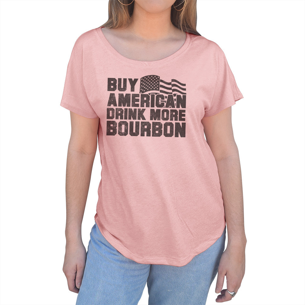 Women's Buy American Drink More Bourbon Scoop Neck T-Shirt